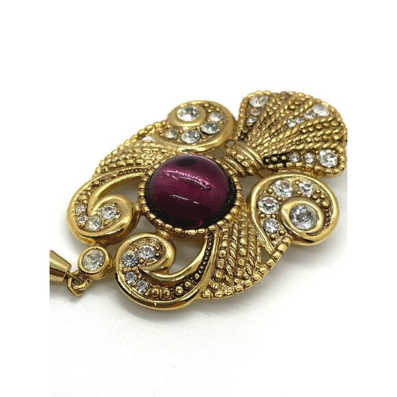 JEFF LIEB Faux Amethyst Dangle Brooch - Picture 2 of 5